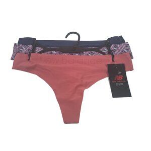Lot Of Three New Balance Women's Sz Large Panty Thong Blue Purple Logo Pink New